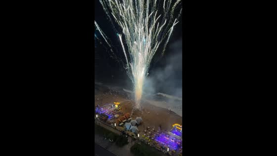 Fireworks erupt from beach in spectacular display in Guangdong, China