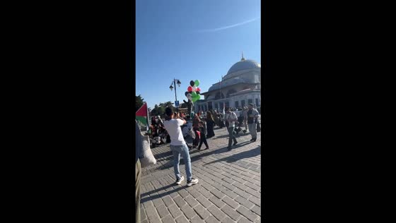 Thousands join pro-Palestine march at Sultanahmet Square in Istanbul, Turkey
