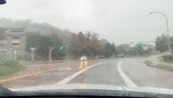 Heavy rainfall causes roadway flooding in Frankfort, Kentucky, USA