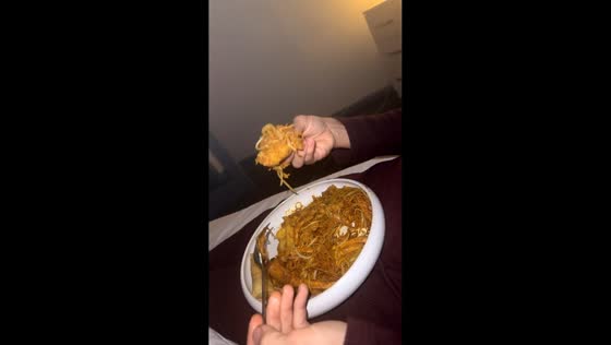 Man spits out Chinese food in Glasgow, Scotland, UK