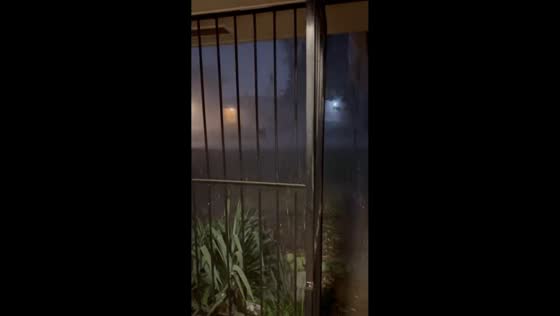 Heavy rain and thunderstorm sweep through Midwest City, Oklahoma, USA