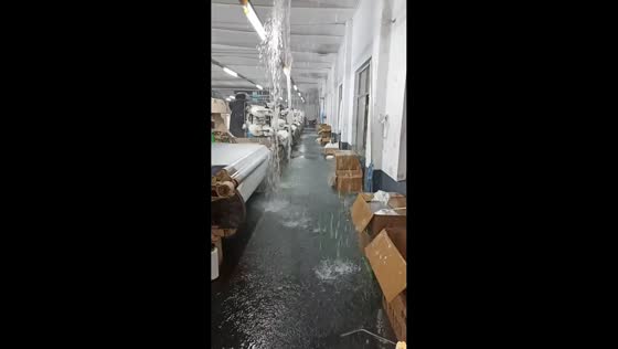 Torrential rain floods textile factory workshop in Jiangsu, China