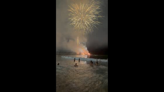 Saint John's Night fireworks dazzle beachgoers in Fuengirola, Spain