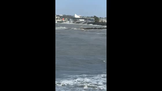 Powerful waves hit coast during Storm Nils in La Rochelle, France