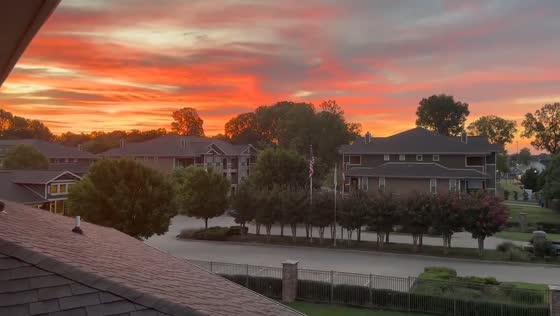 Fiery sunset over Rockwater village, Little Rock, Arkansas