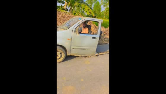 Person drives combination of car and tractor in Kaisarganj, Uttar Pradesh