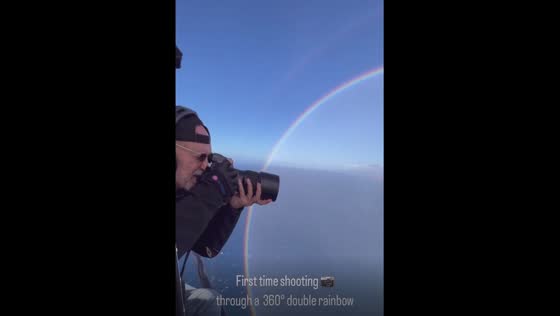 Chasing rainbows from above: a captivating aerial view of a double rainbow in Molokai, Hawaii