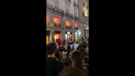 Crowd holds minute of silence for Maricarmen Abascal at Puerta del Sol in Madrid, Spain