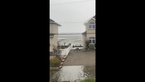 Flooding swamps streets along Jersey Shore in New Jersey, USA