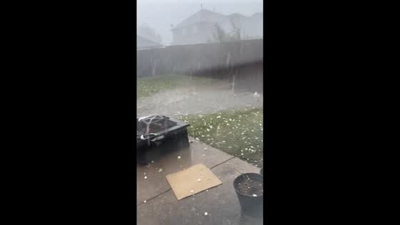 Intense hailstorm with large hail in Texas, USA
