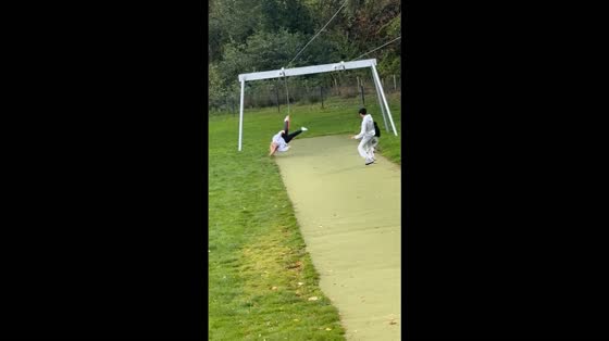 woman loses balance and falls in zipline mishap in Preston, England, UK