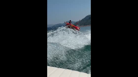 Two riders thrown from fast-moving tubing ride at Shasta Lake, California, USA