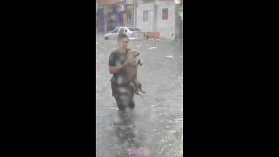 Heroic act: police officer saves dog during storm in Argentina