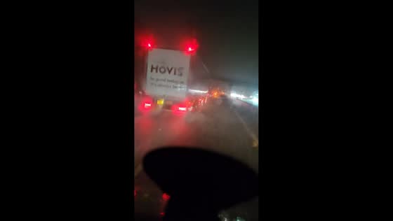 Torrential rain reduces visibility along M1 motorway in Derbyshire, UK