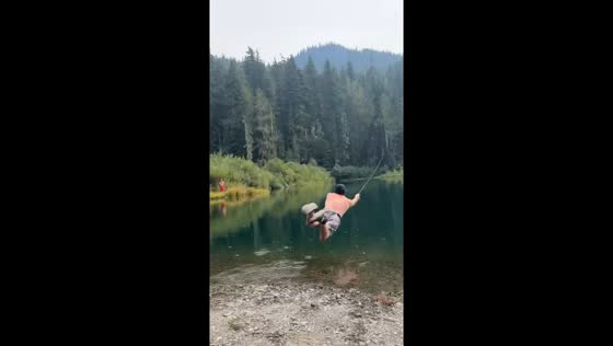 Man accidentally dives into lake while casting fishing rod in Packwood, Washington, USA