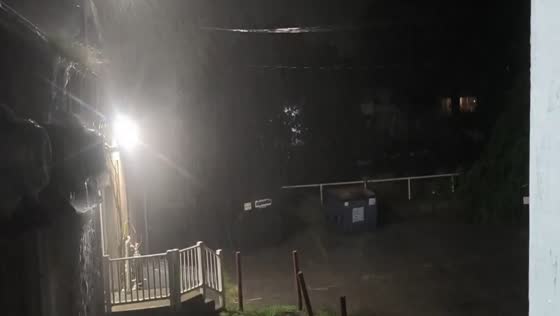 Heavy nighttime downpour surprises residents in Jewett City, Connecticut, USA