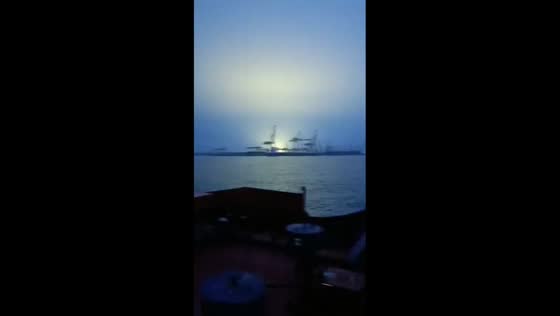 Air defense engages drone amid aerial attack in Ilyichevsk, Odesa Oblast, Ukraine