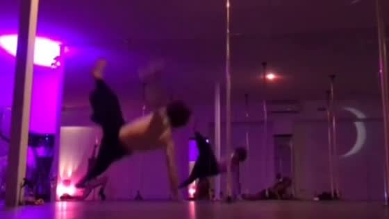 The guy fell off the pole during the performance of the trick!