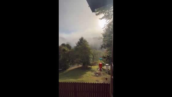 Peaceful foggy autumn morning in Valle Crucis, USA