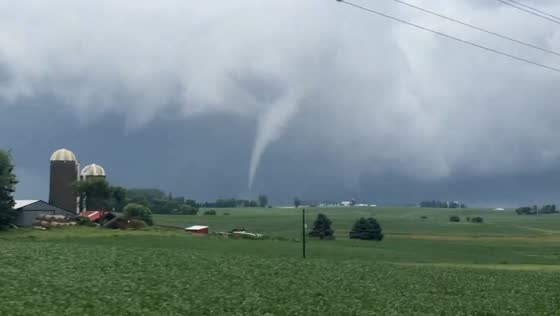 Tornado spotted south of Lake City, Minnesota, USA
