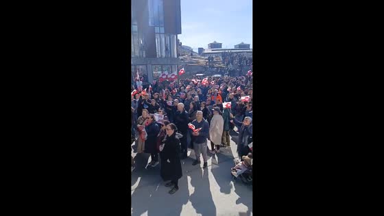 Demonstrators gather outside U.S. Consulate in Nuuk, Greenland