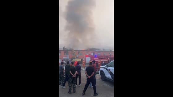 Building burns as firefighters respond in Heilongjiang, China