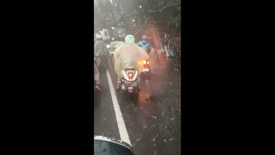 Tree falls amid strong winds near Santosa Hospital in Jalan Raya Kopo, Bandung, Indonesia