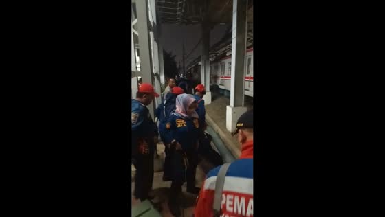 SAR team responds to train collision at Bekasi Timur Station in East Bekasi, Indonesia