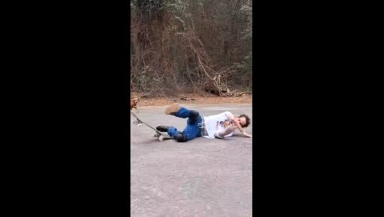 Skateboarding fail: flipping out on flat ground