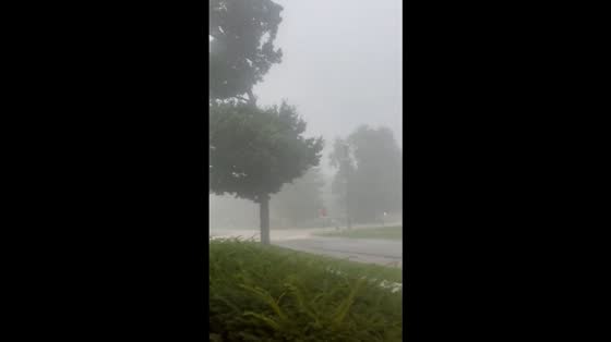 Heavy morning rain in North Liberty, Iowa, USA