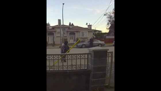 Woman walks into pole while watching man in Burnaby, Canada
