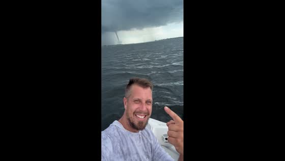 Waterspout forms over the ocean in Bradenton, Florida, USA
