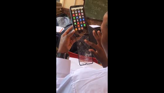 Broken phone screen still works in Sebokeng, South Africa