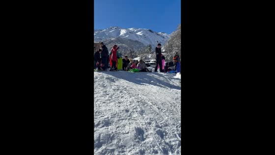 Sled riders collide with pedestrian on snowy slope in Nevados de Chillán, Chile