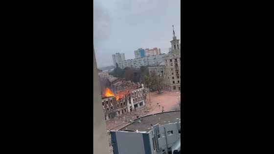 Devastation strikes Kharkiv: Russian rocket attack leaves building in ruins near Sportivna Metro Station