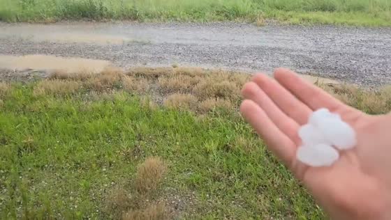 Large hailstones fall during storm in Lawton, Oklahoma, USA