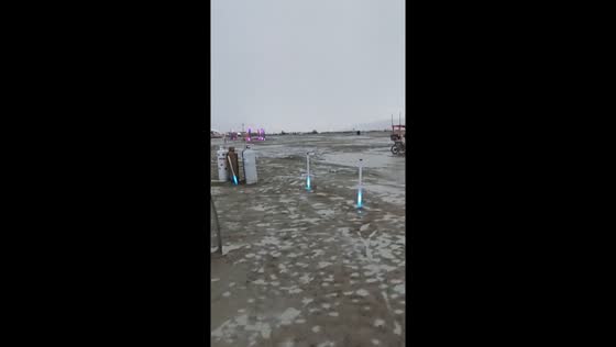 Heavy rain and lightning at Burning Man 2025 in Nevada, USA