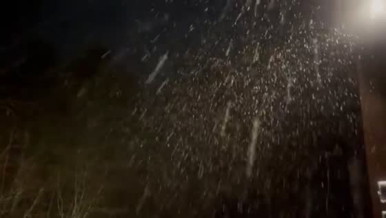 Heavy snow falls over Paul Smiths, New York, USA