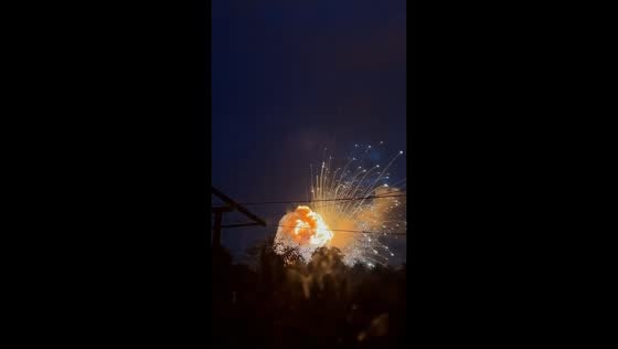 Nighttime explosions trigger massive blaze in Kyiv, Ukraine