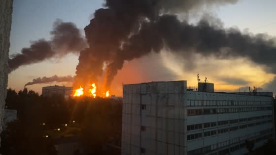 Drone attack reported as major fire erupts at Moscow Oil Refinery in Russia