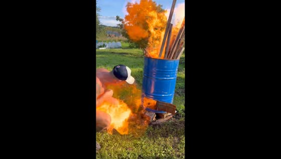 Fire mishap during barrel lighting in Tomsk, Russia
