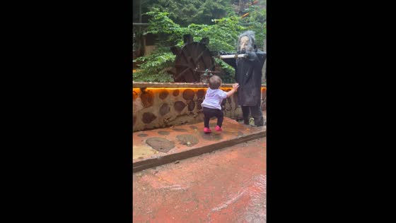 Child knocked down by witch figure in Trabzon, Turkey