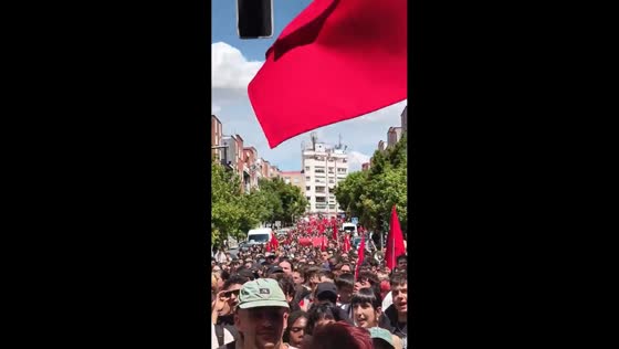 Labor Day protest march fills Vallecas streets in Madrid, Spain
