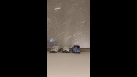 Heavy snow and strong winds at Porte de Versailles in Paris, France