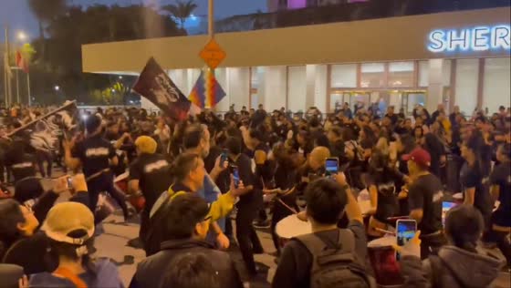 Protest with street bands during nationwide demonstrations  in Lima, Peru
