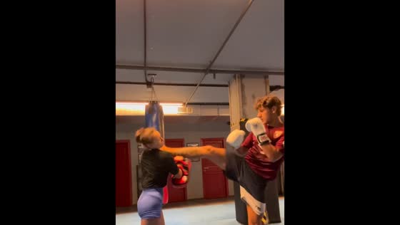 Funny sparring moment between couple in Napoli, Italy