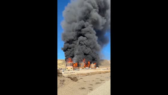 Massive fire engulfs apartment complex under construction in Lehi, Utah, USA