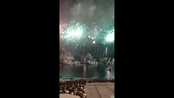 Fireworks light up during Madonna della Consolazione feast in Reggio Calabria, Italy
