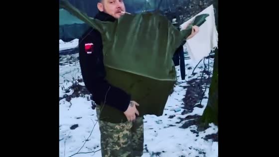 Ukrainian soldier turns broken chair into dance partner for a lighthearted moment