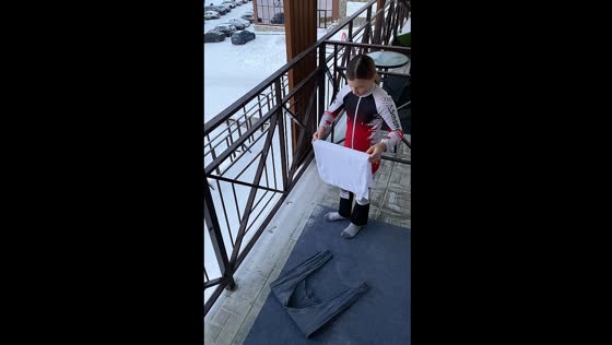 Frozen clothes in Siberia, Russia